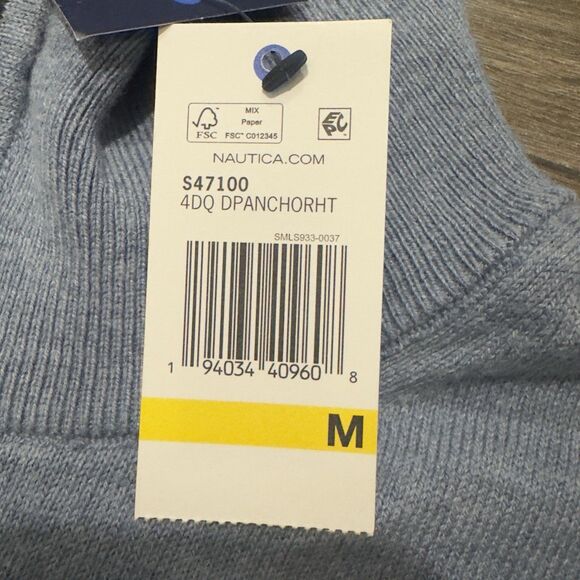 NEW Nautica Sweater Men Medium Blue Navtech 1/4 Zip Long Sleeve Pullover NWT - Picture 10 of 14